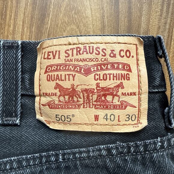 Levi's 505 Jeans Men's 40X30 Black Denim Regular Fit Straight Leg - Picture 5 of 5